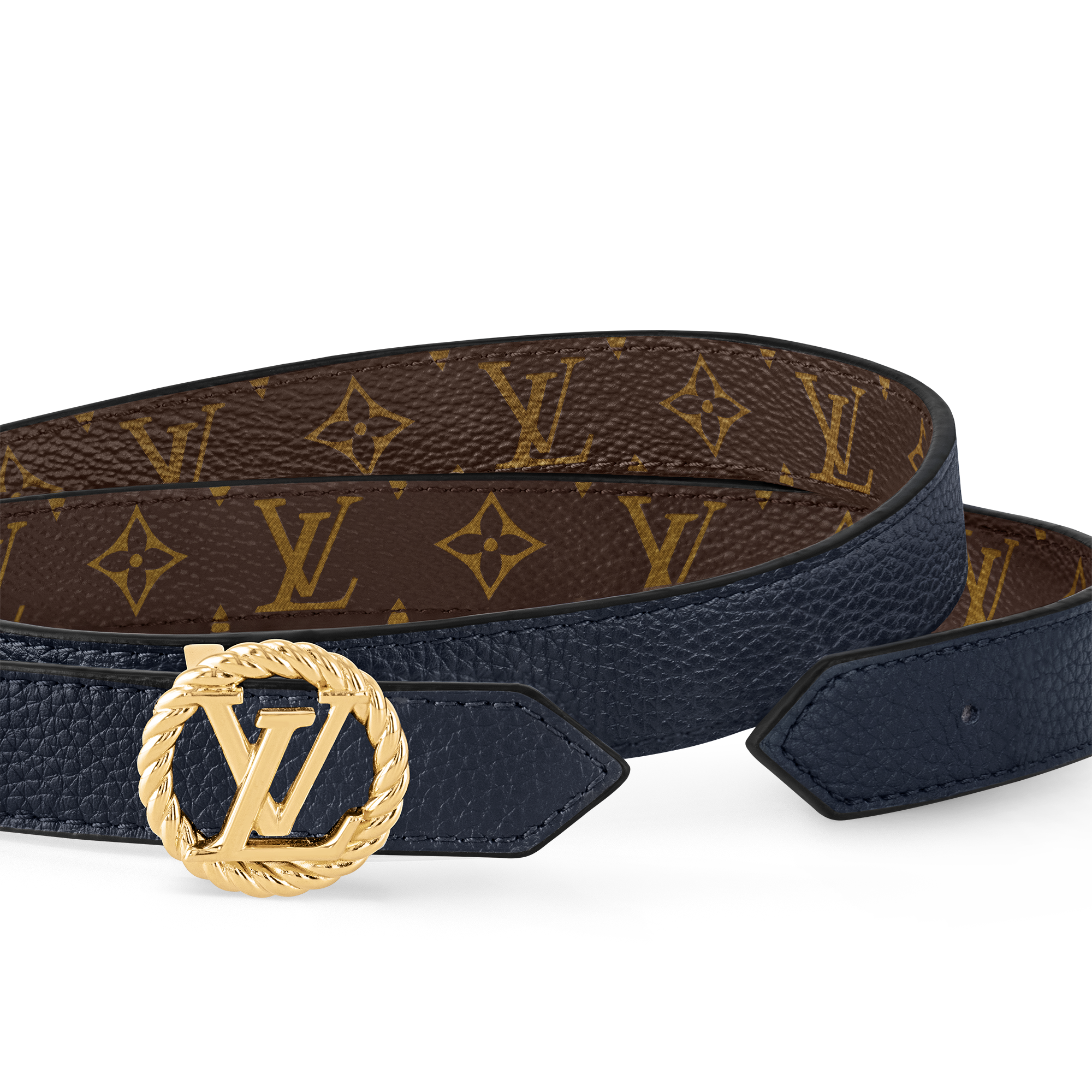 ルイヴィトン！ネイビー ストライプデザイン ベルト louis-vuitton-lv-circle-